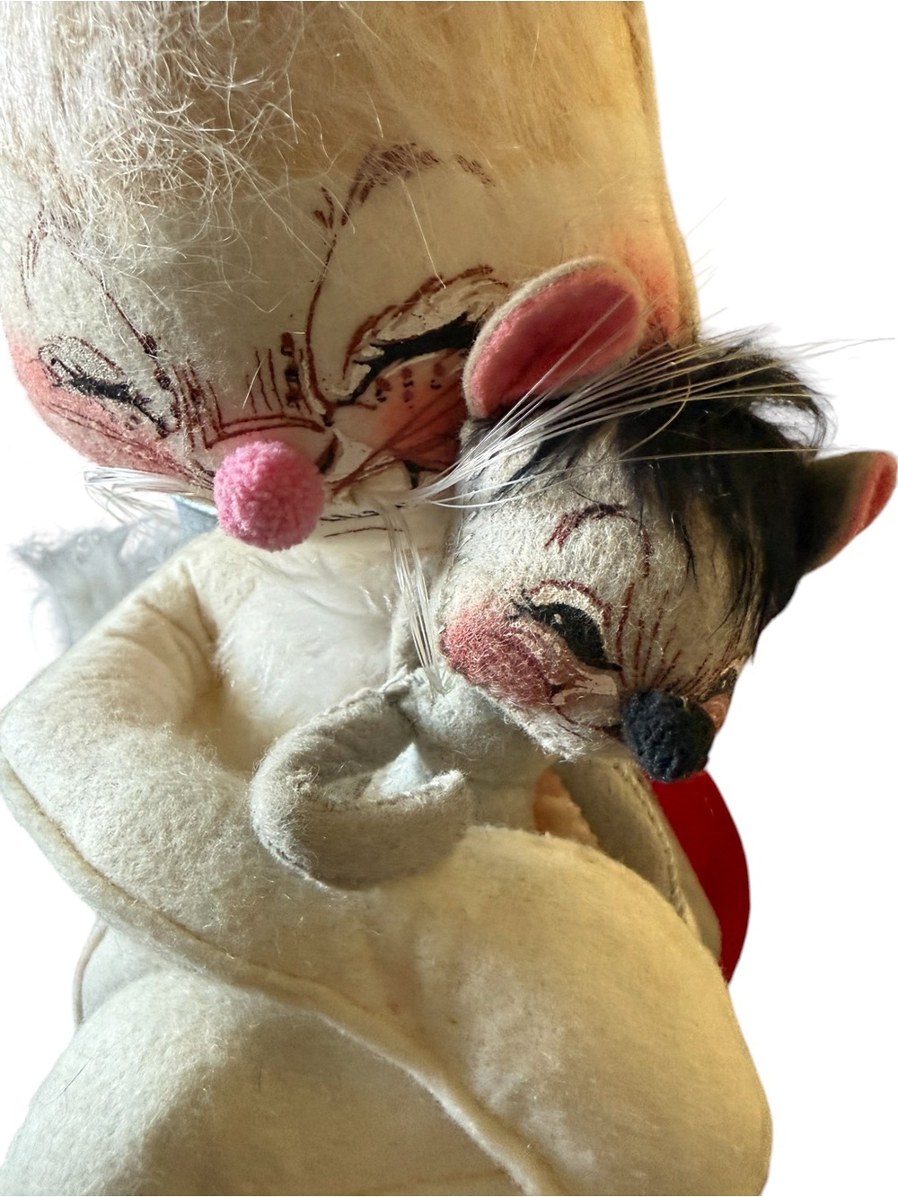 Vintage 1987 Annalee Cat Hugging Mouse with Mistletoe Doll 12” Christmas Holiday - Picture 2 of 12